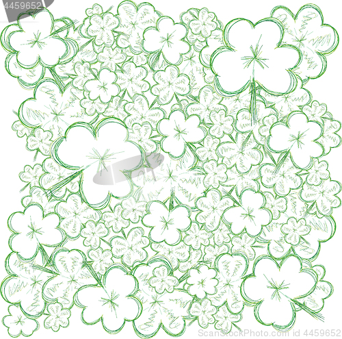 Image of Background with sketch clovers for St.Patrick`s day