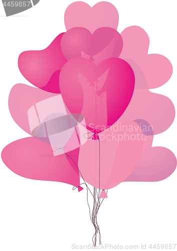 Image of Pink colored heart shaped balloons