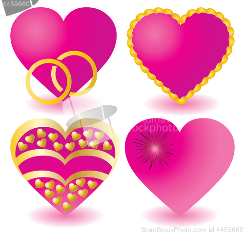 Image of Set of pink valentine`s hearts