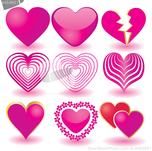 Image of Set of pink valentine`s hearts, part 2