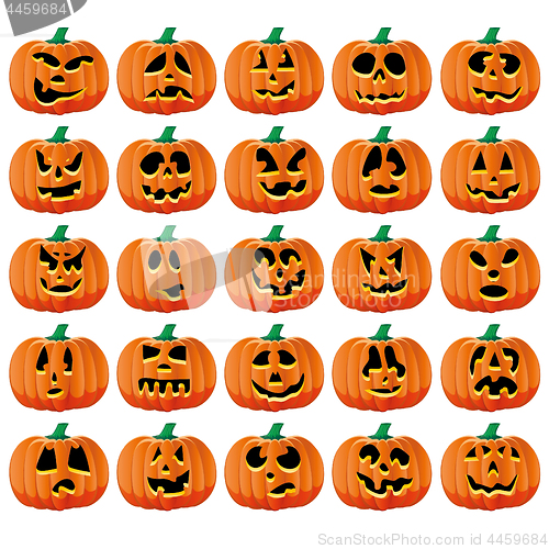 Image of Set of 25 halloween pumpkins with Jack O`Lantern face, part 15