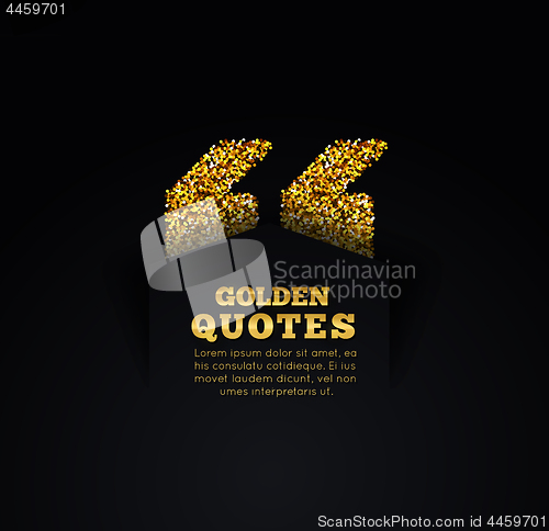 Image of Golden quote blank template on dark background.