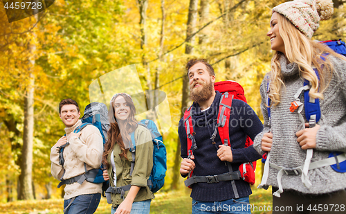 Image of hiking friends or travelers with backpacks