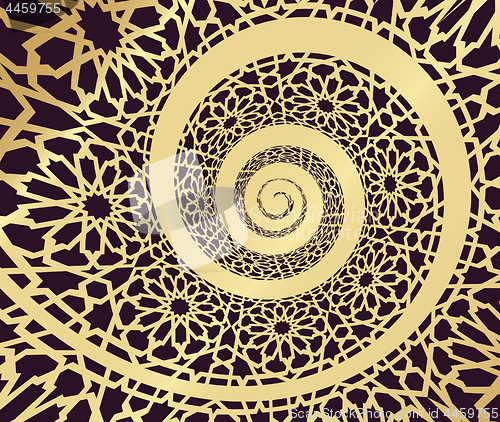 Image of Islamic pattern, swirled in 3d spiral shape