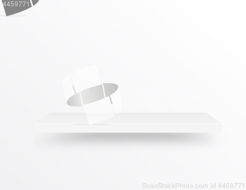 Image of Empty shelf on light gray background. Can be used as a template for stores, galleries and other places. Vector