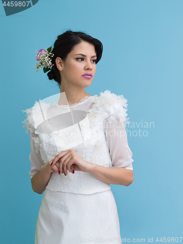 Image of beautiful young women in wedding dress