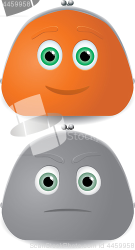 Image of Two purses characters with faces.