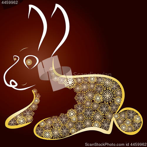 Image of Rabbit Design decorated with gold snowflakes 