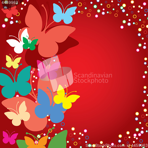 Image of Red background with butterflies