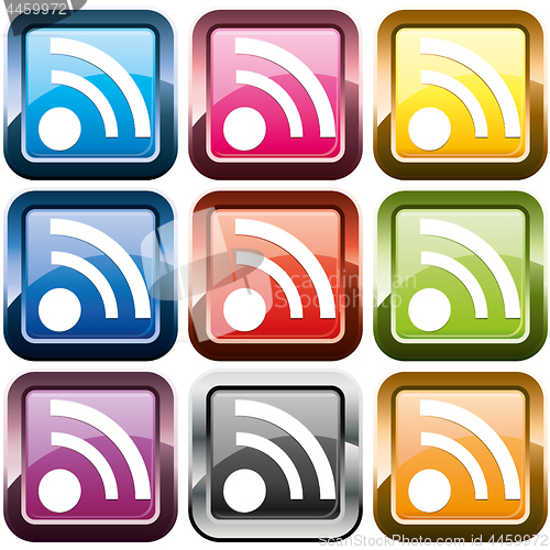 Image of Set of rss buttons, multicolored