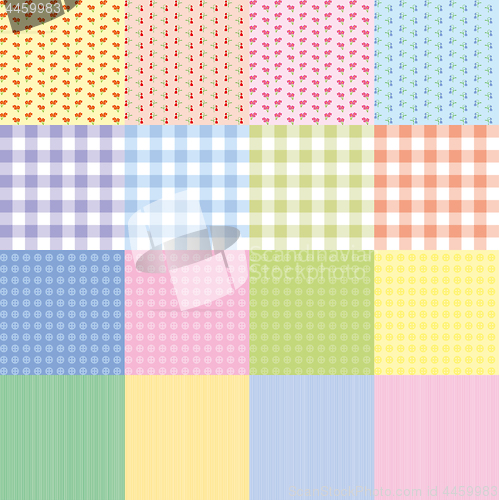 Image of Set of 16 retro seamless patterns