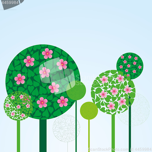 Image of Trees made from leaves,and flowers, spring or summer background
