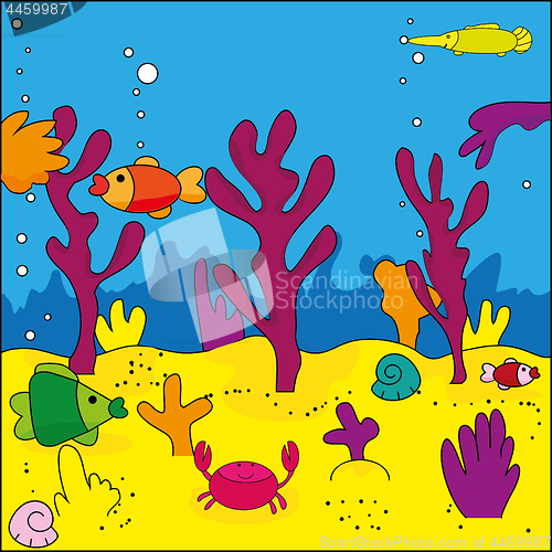 Image of Cute illustration of sea life, marine life