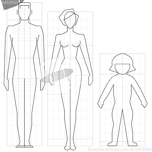 Image of Drawing circuit man, woman and child body