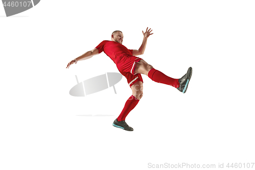 Image of Professional football soccer player isolated on white background