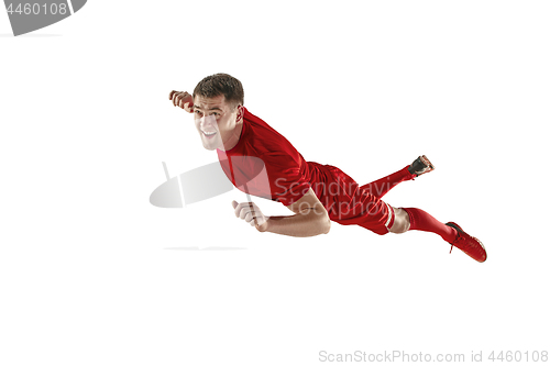 Image of Professional football soccer player isolated white background