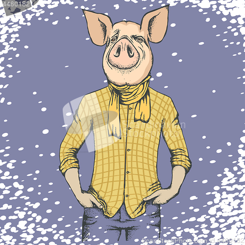 Image of Pig Christmas and New Year vector concept