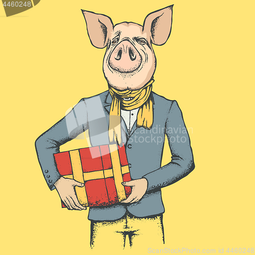 Image of Pig Christmas and New Year vector concept