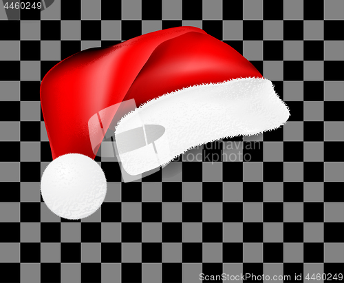 Image of Realistic Santa Claus hat with shadow, template. Vector illustra