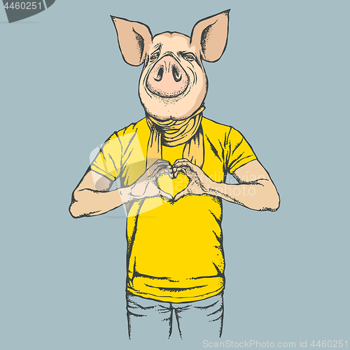 Image of Pig Christmas and New Year vector concept