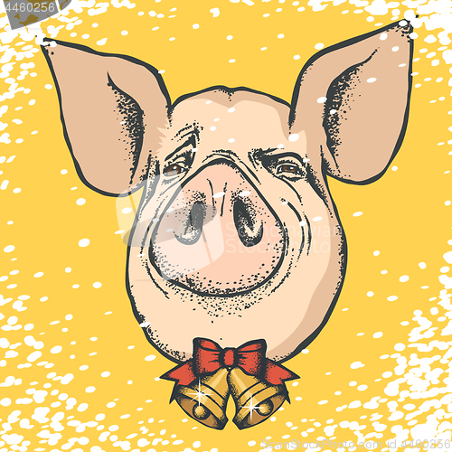 Image of Pig Christmas and New Year vector concept