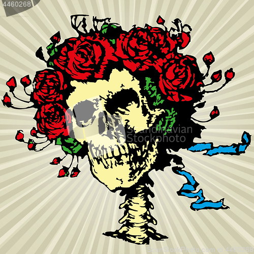 Image of Skull in roses crown