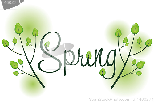 Image of Spring background with text and trees and sunshine