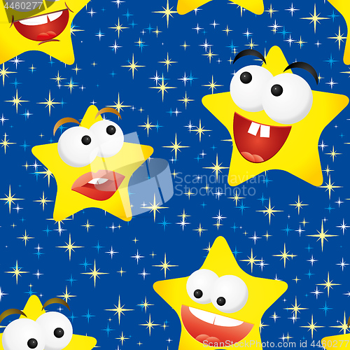 Image of Funny stars in the night sky, seamless background