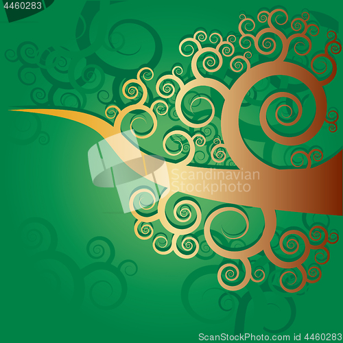Image of Green background with gold futuristic tree