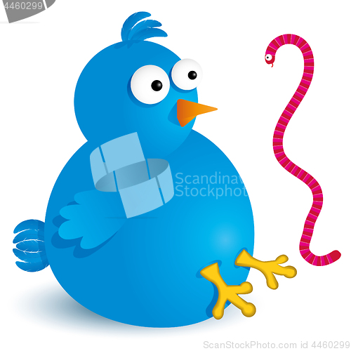 Image of Fat twitter bird with worm