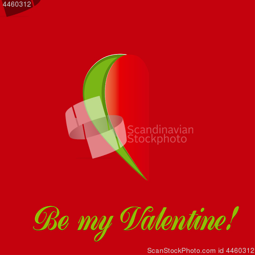 Image of Valentine card with heart on red background