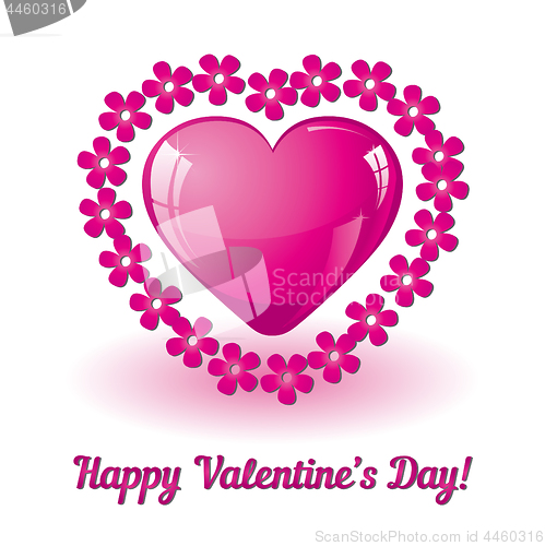 Image of Valentine card with heart and flowers