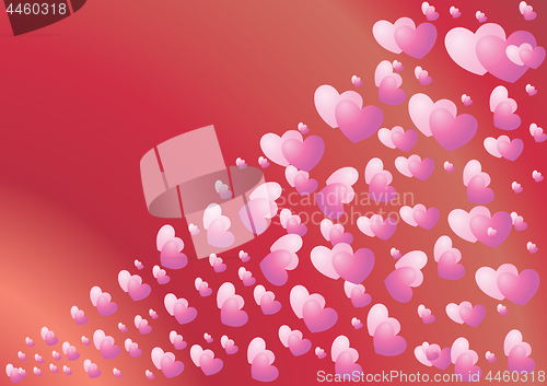 Image of Valentine red background with pink hearts