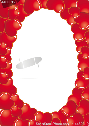 Image of Vertical  Frame made from hearts for St. Valentine`s Day