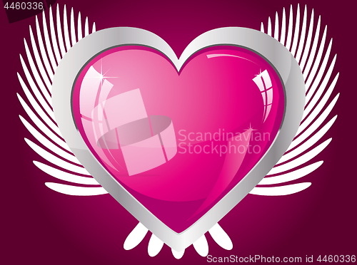 Image of Winged glitter pink heart