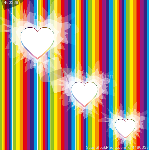 Image of Valentine rainbow background with hearts