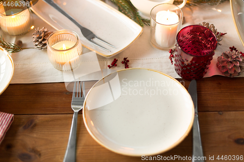 Image of table served for christmas dinner at home