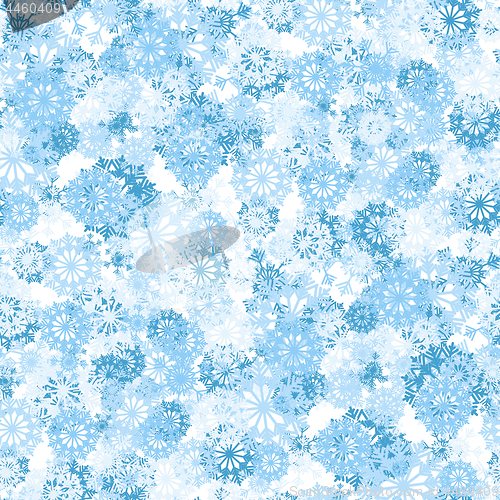 Image of Seamless background with blue and white snowflakes