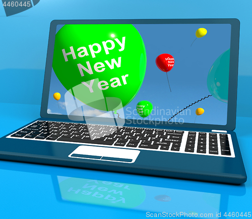 Image of Laptop Computer With Happy New Year Message