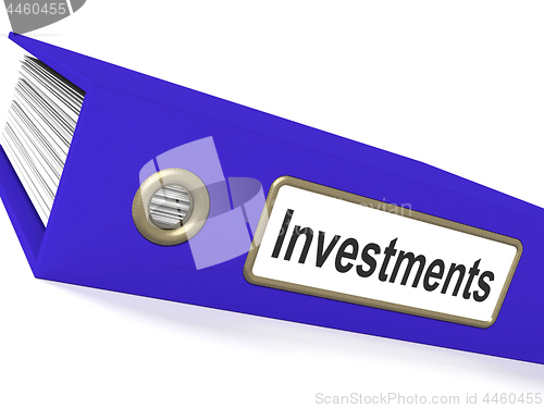 Image of Investments File Showing Growing Wealth And Savings