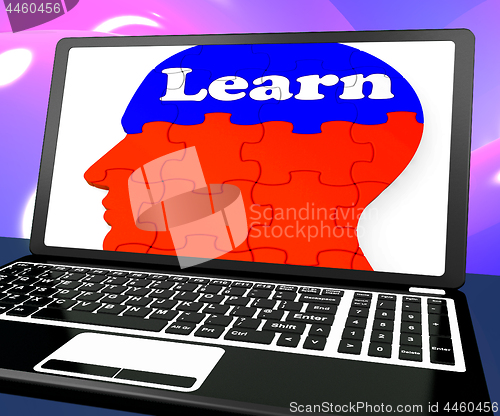 Image of Learn On Brain On Laptop Shows Online Education