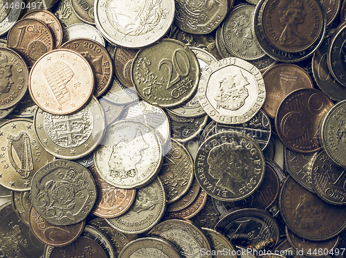 Image of Vintage Euro and Pounds coins