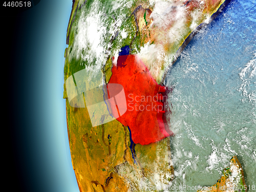 Image of Tanzania on planet Earth from space