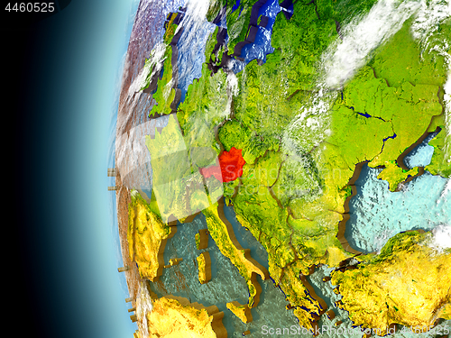 Image of Austria on planet Earth from space
