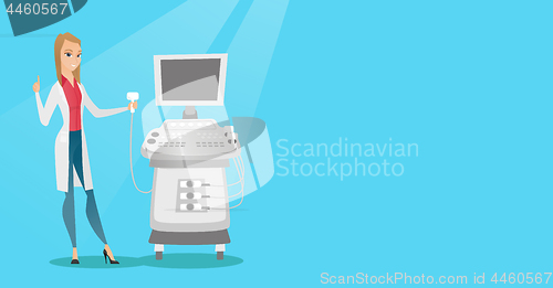Image of Young ultrasound doctor vector illustration.