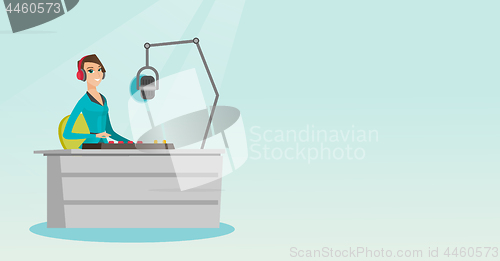 Image of Female dj working on the radio vector illustration