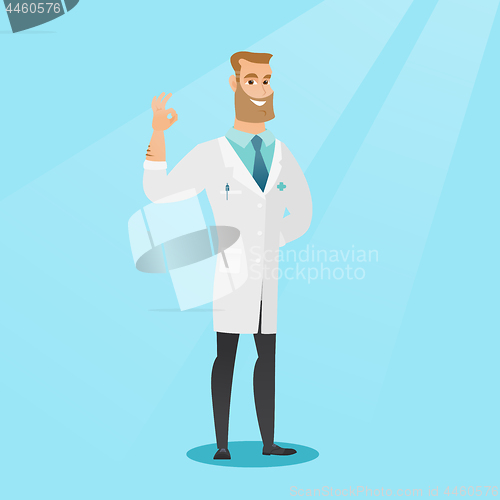 Image of Doctor showing ok sign vector illustration.