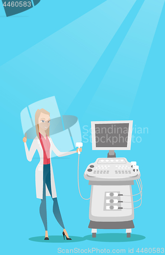 Image of Young ultrasound doctor vector illustration.