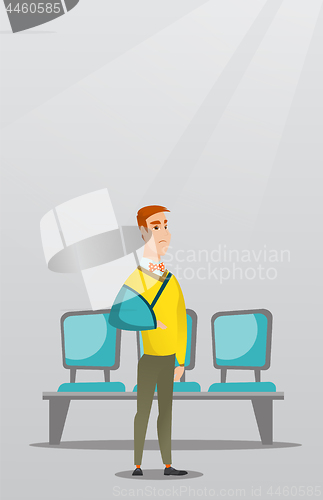 Image of Injured man with broken arm vector illustration.