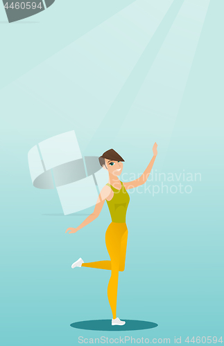 Image of Cheerful caucasian woman dancer dancing.